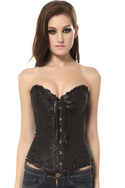 Black Corset with waist support and mesh lace corset