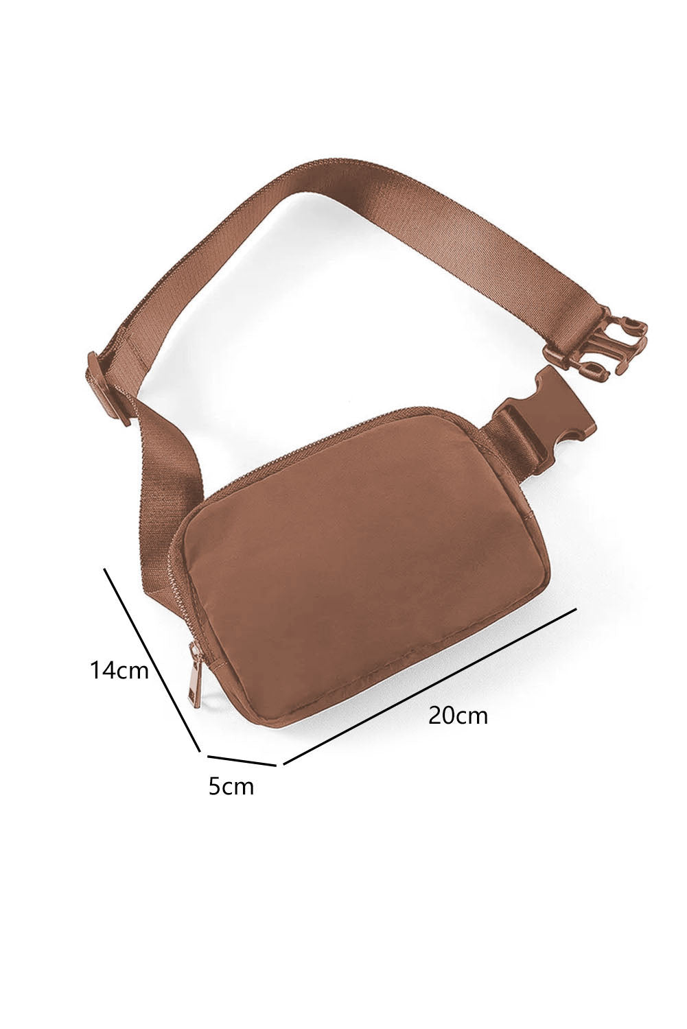 Brown Waterproof Zipped Crossbody Bag 20*5*14cm