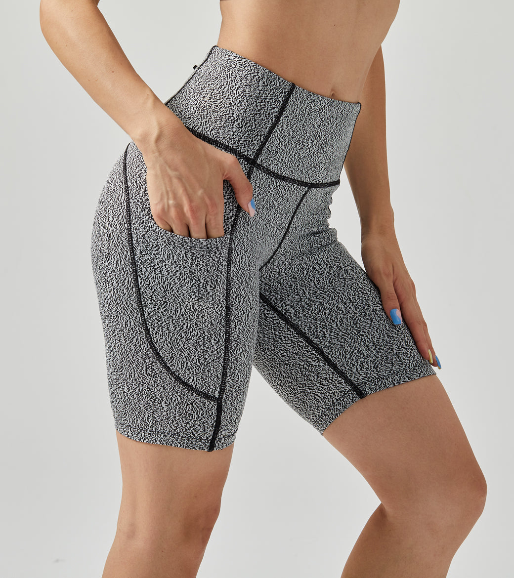 LOVESOFT Women High Waist Yoga Workout Shorts with Pockets 8" Booty Running Bike Shorts