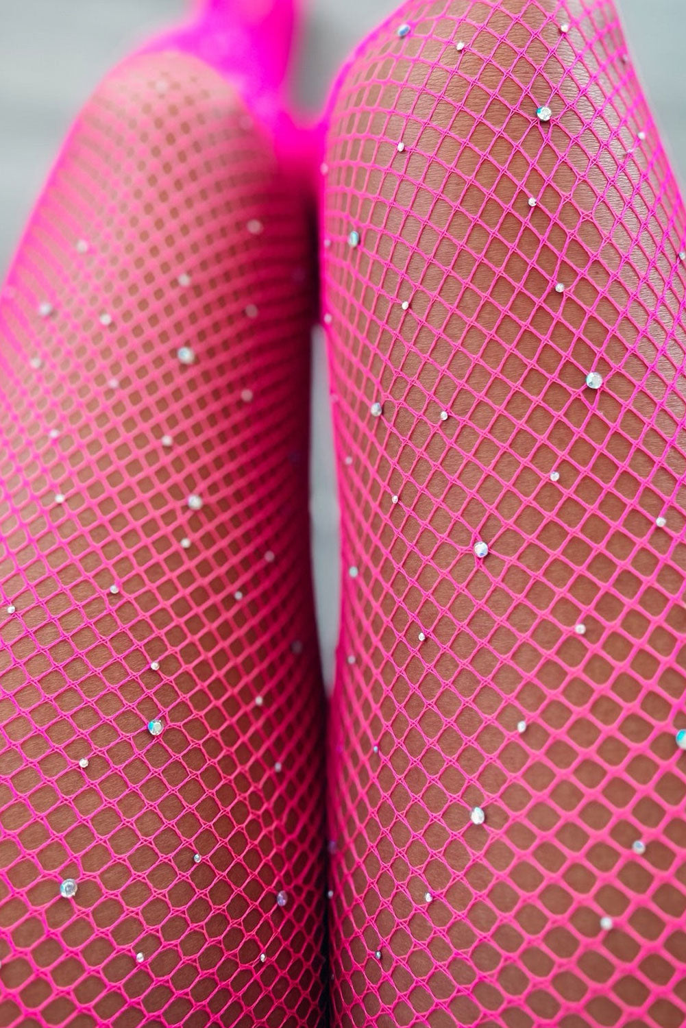 Pink Sexy Rhinestone Fishnet Pantyhose