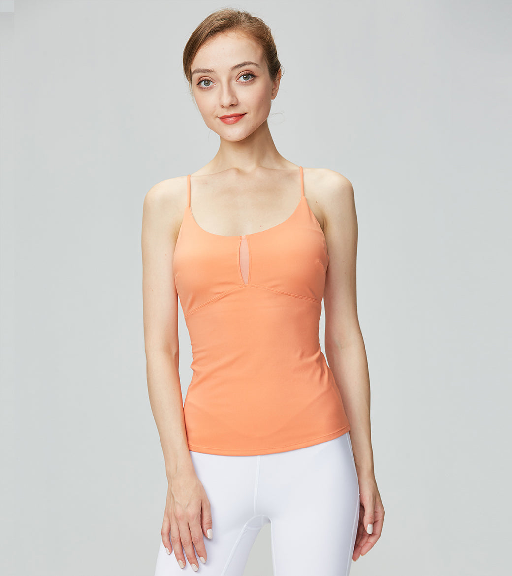 LOVESOFT Women's Orange Elasticity Breathable Yoga Tank Tops