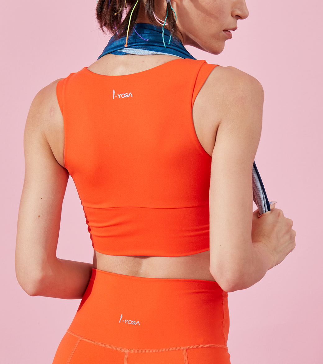 LOVESOFT Women's Orange Lycra Fitness Bra Yoga Top