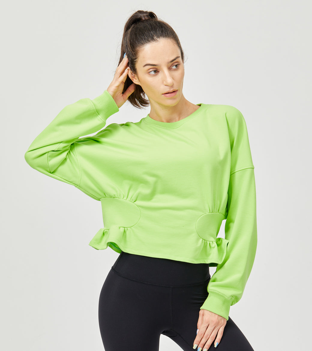 LOVESOFT LOVESOFT Women Green Crew Neck Fashion Self-cultivation Wild Frosted Knitted Sweatshirt
