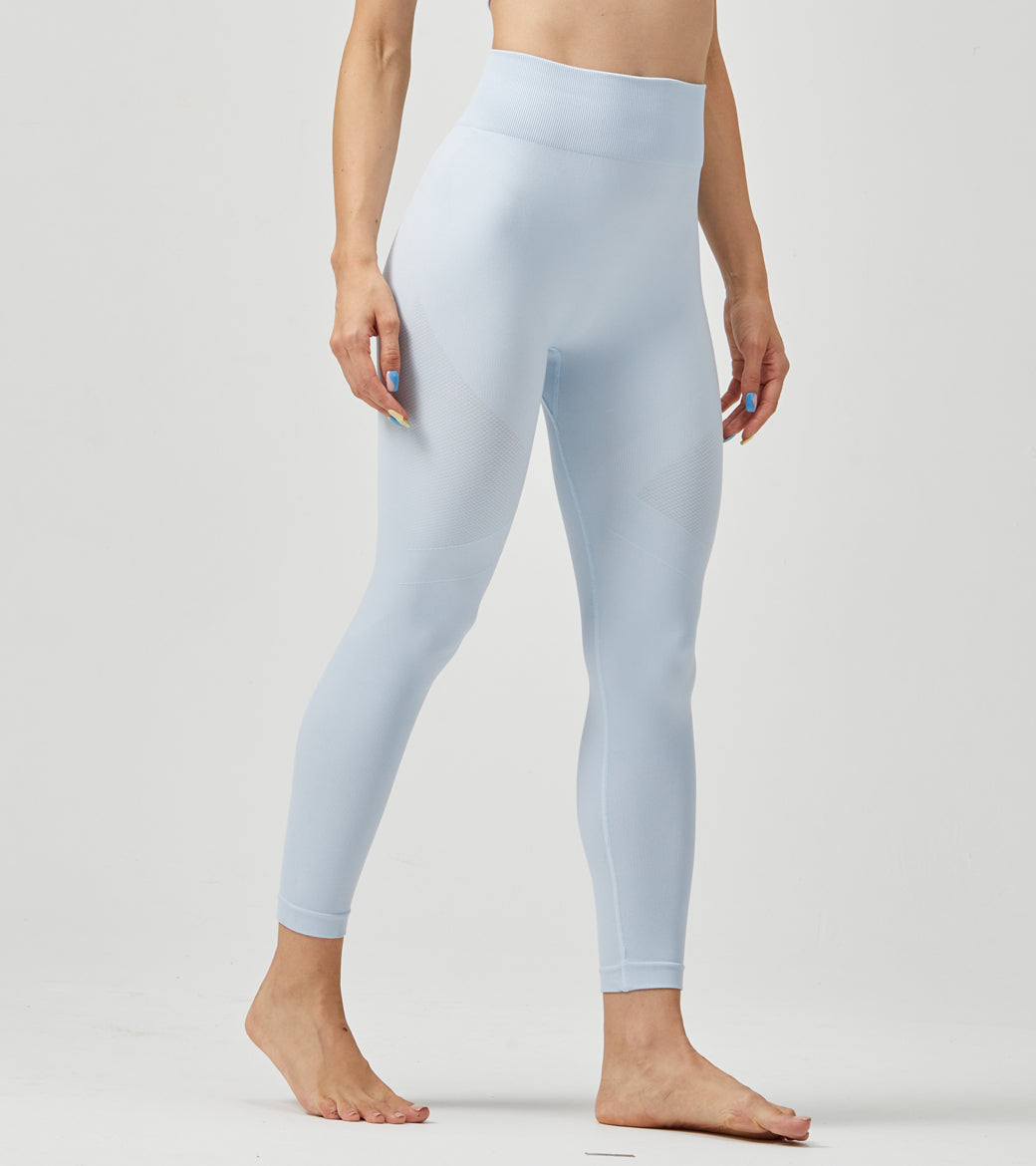 LOVESOFT Light Blue Seamless Leggings for Women Yoga Workout Tight Pants