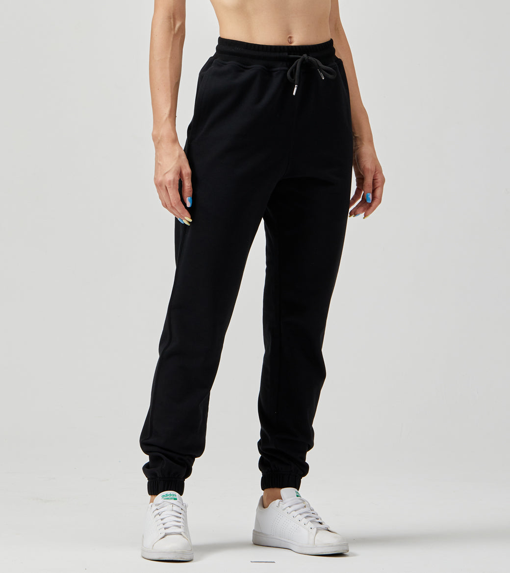 LOVESOFT Women's Cotton Sweatpants Baggy Jogging High Waist Belt Pockets