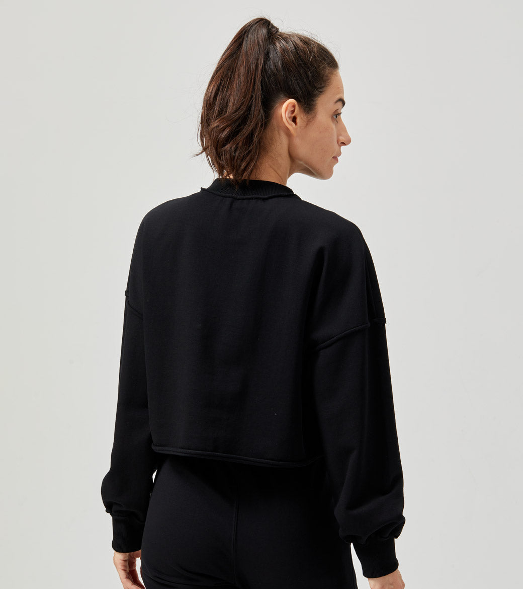 LOVESOFT Women's  Black Autumn Fashion All-match Long-sleeved  Sweatshirt