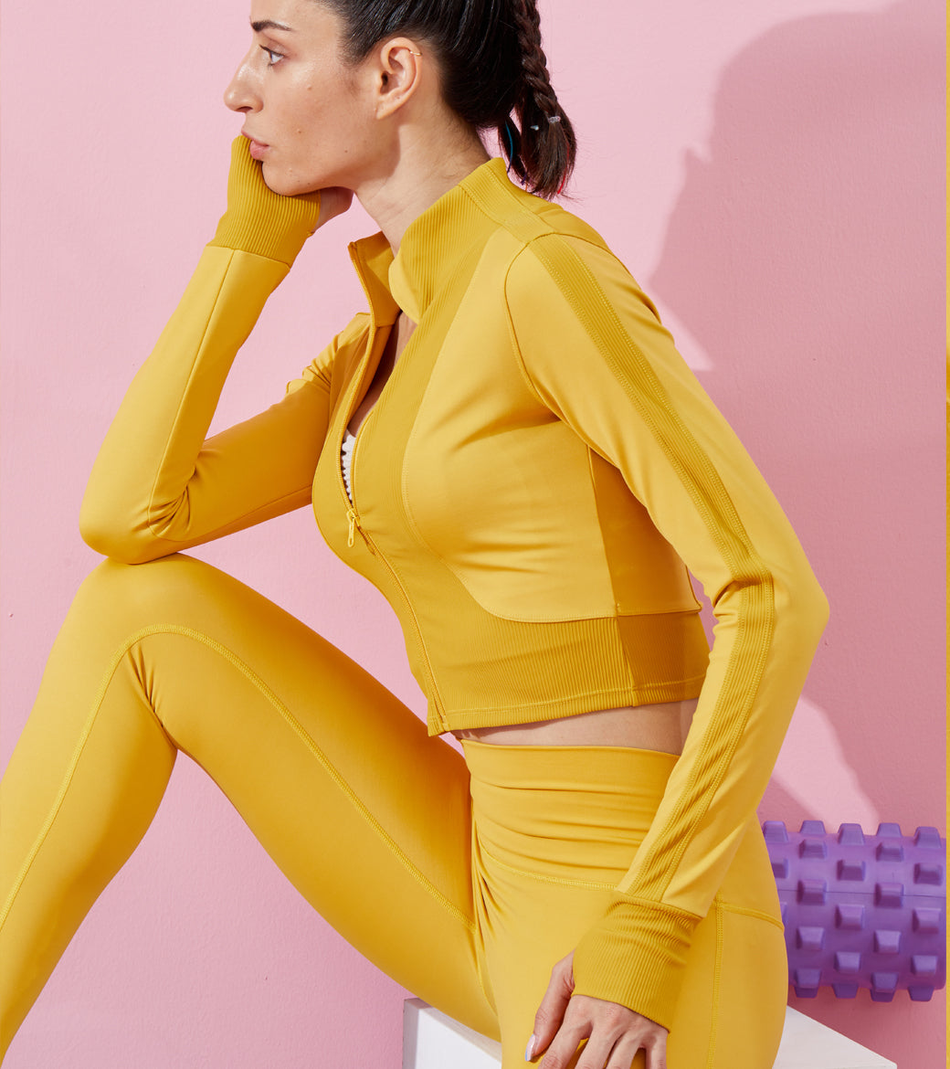 LOVESOFT Women's Heated Wire Yellow Fitness Gym Jacket