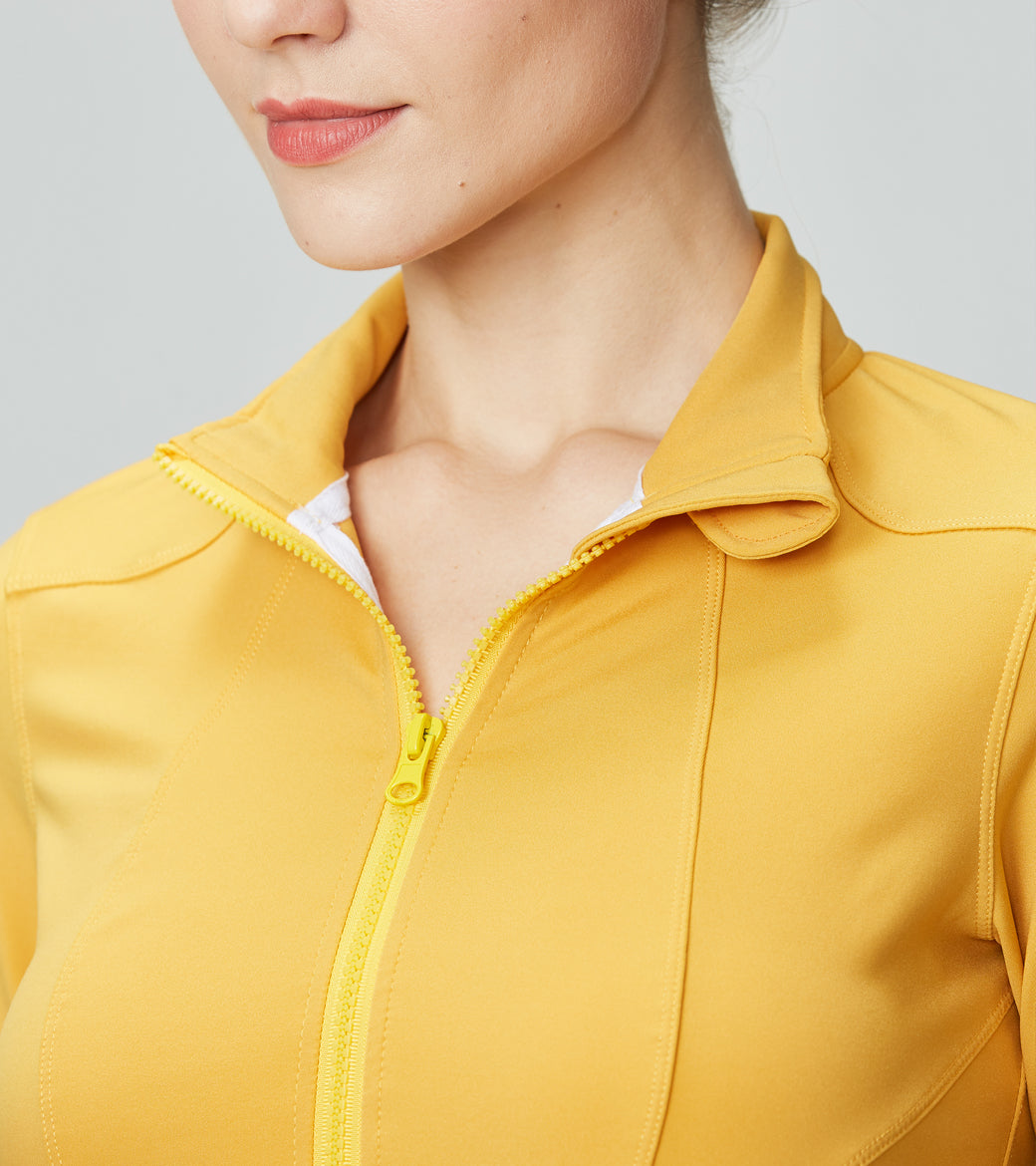 LOVESOFT Women Zip Fitness Yoga Jacket Activewear Coats-Yellow