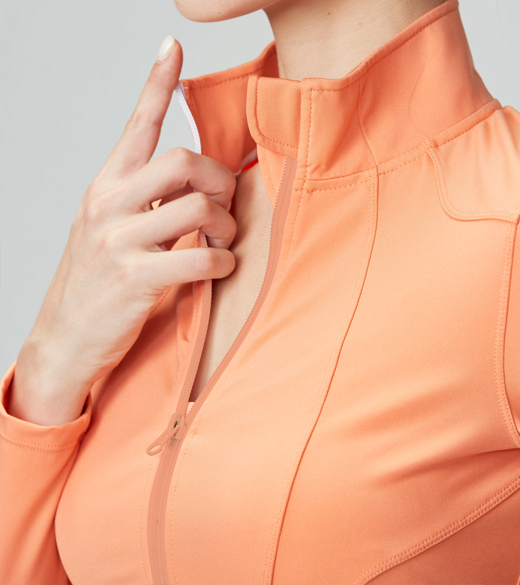 LOVESOFT Women Zip Fitness Yoga Jacket Activewear Coats-Orange