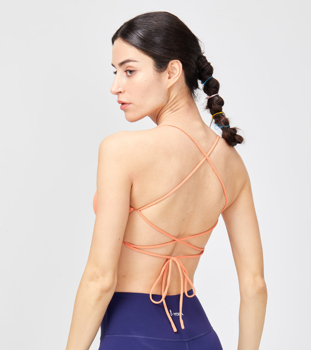 LOVESOFT Women's Lycra Orange Adjustable Strap Back Cross
