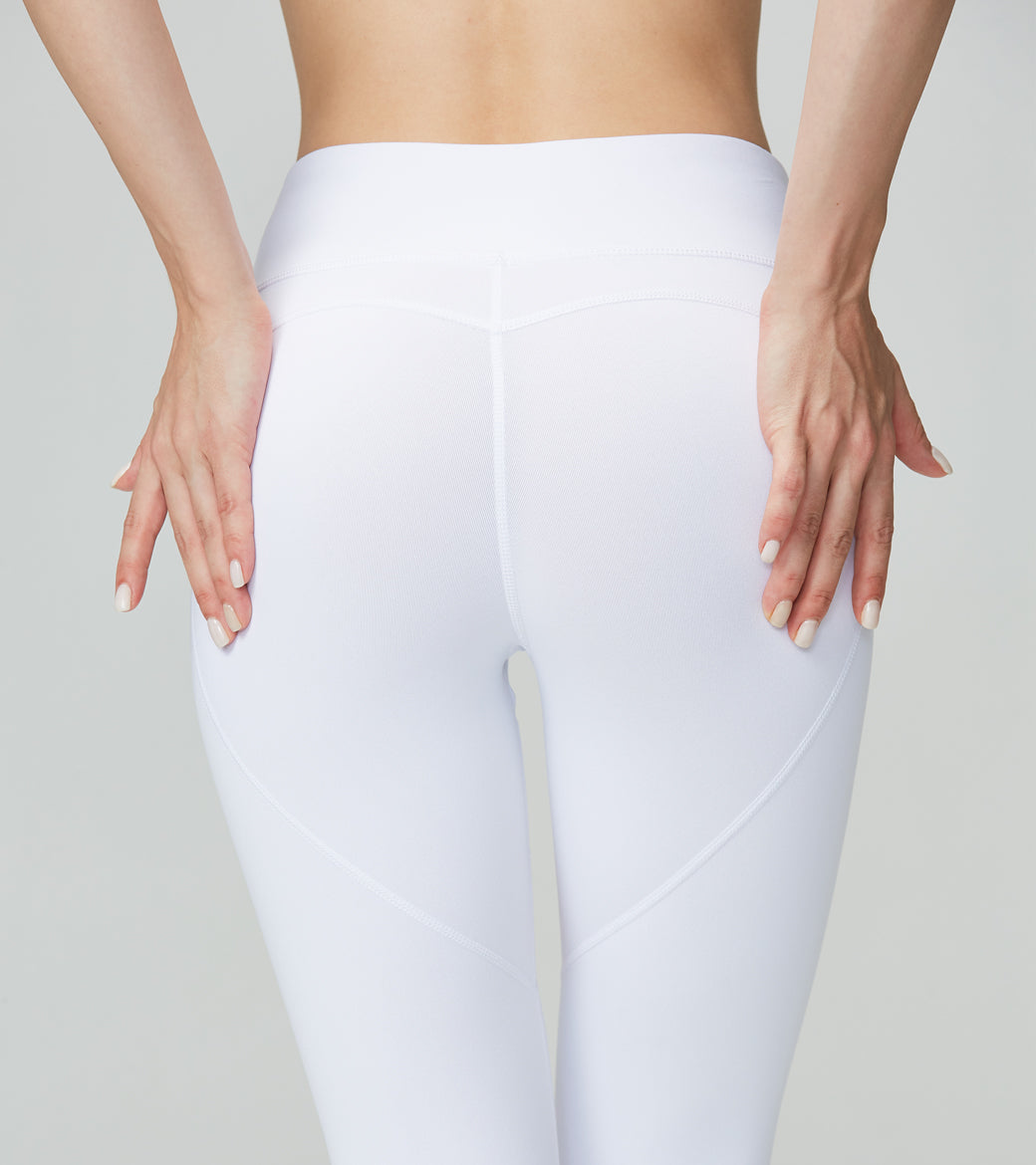 LOVESOFT White Mesh Workout High Waist Yoga Pants