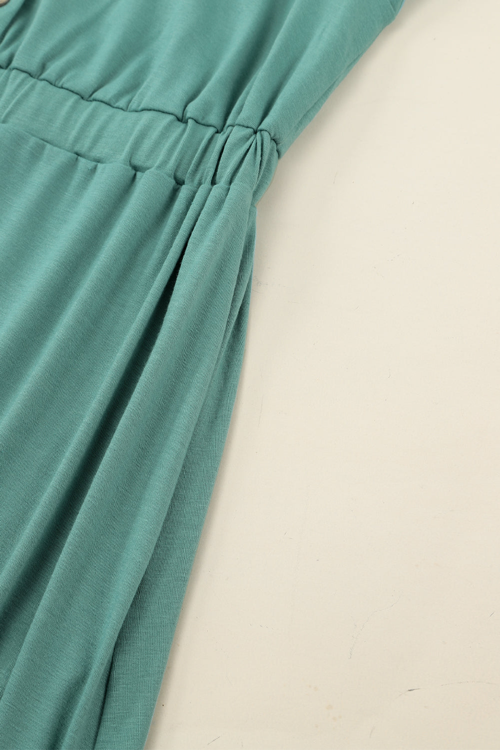 Green Button Up High Waist Long Sleeve Dress