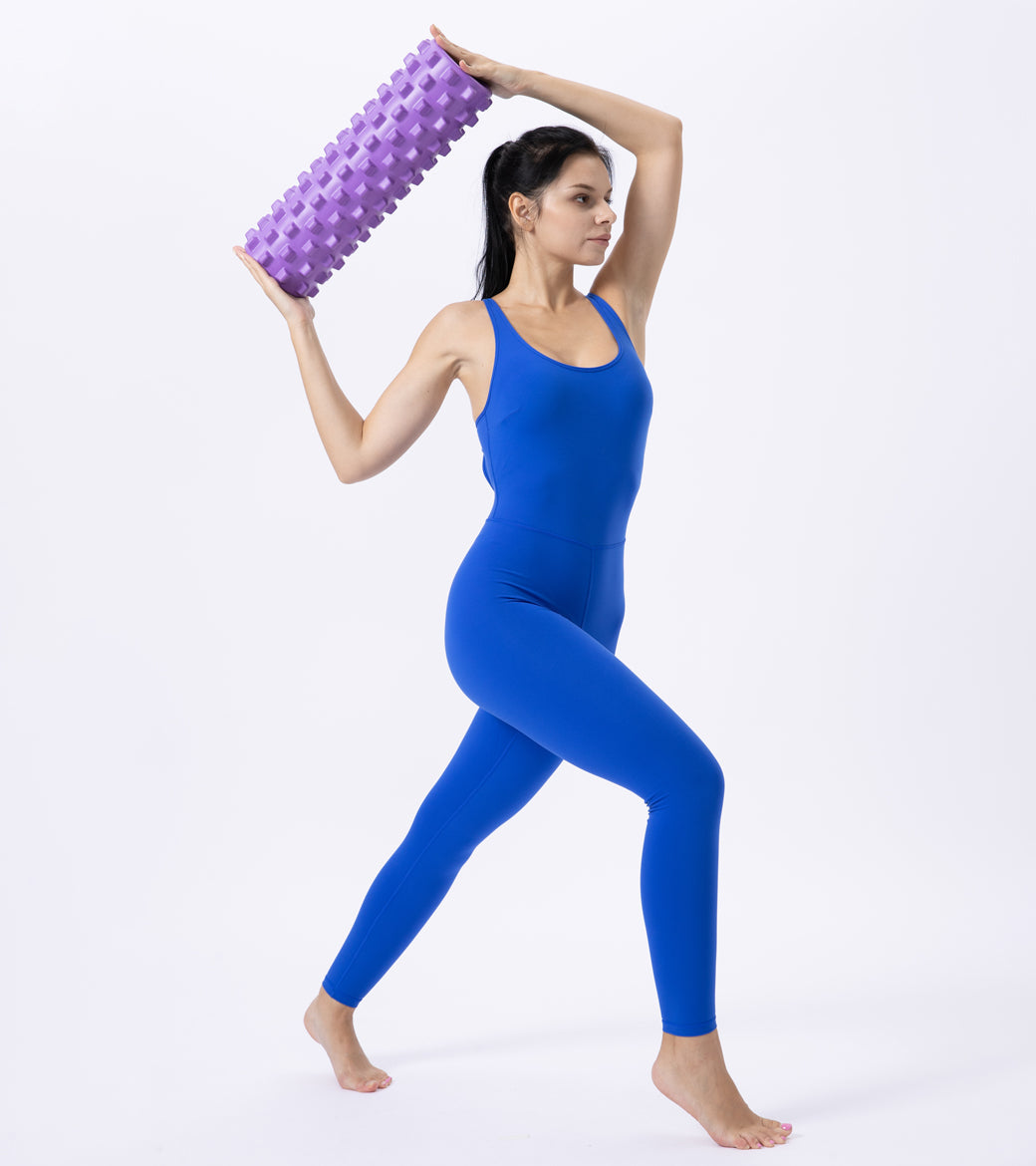 LOVESOFT Royal Blue Sleeveless Backless Yoga Jumpsuit