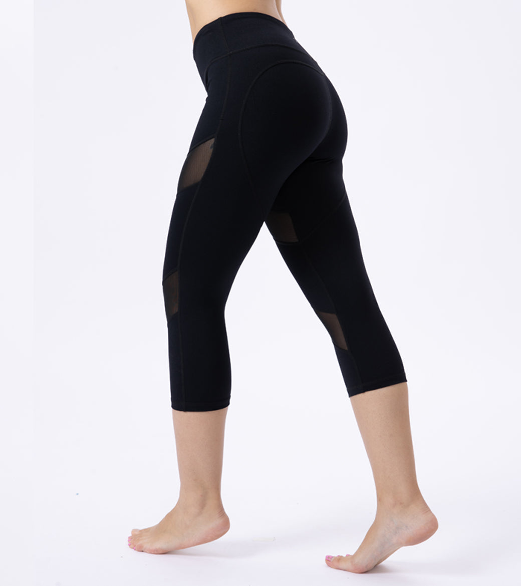 LOVESOFT Black Mesh Workout High Waist Yoga Pants