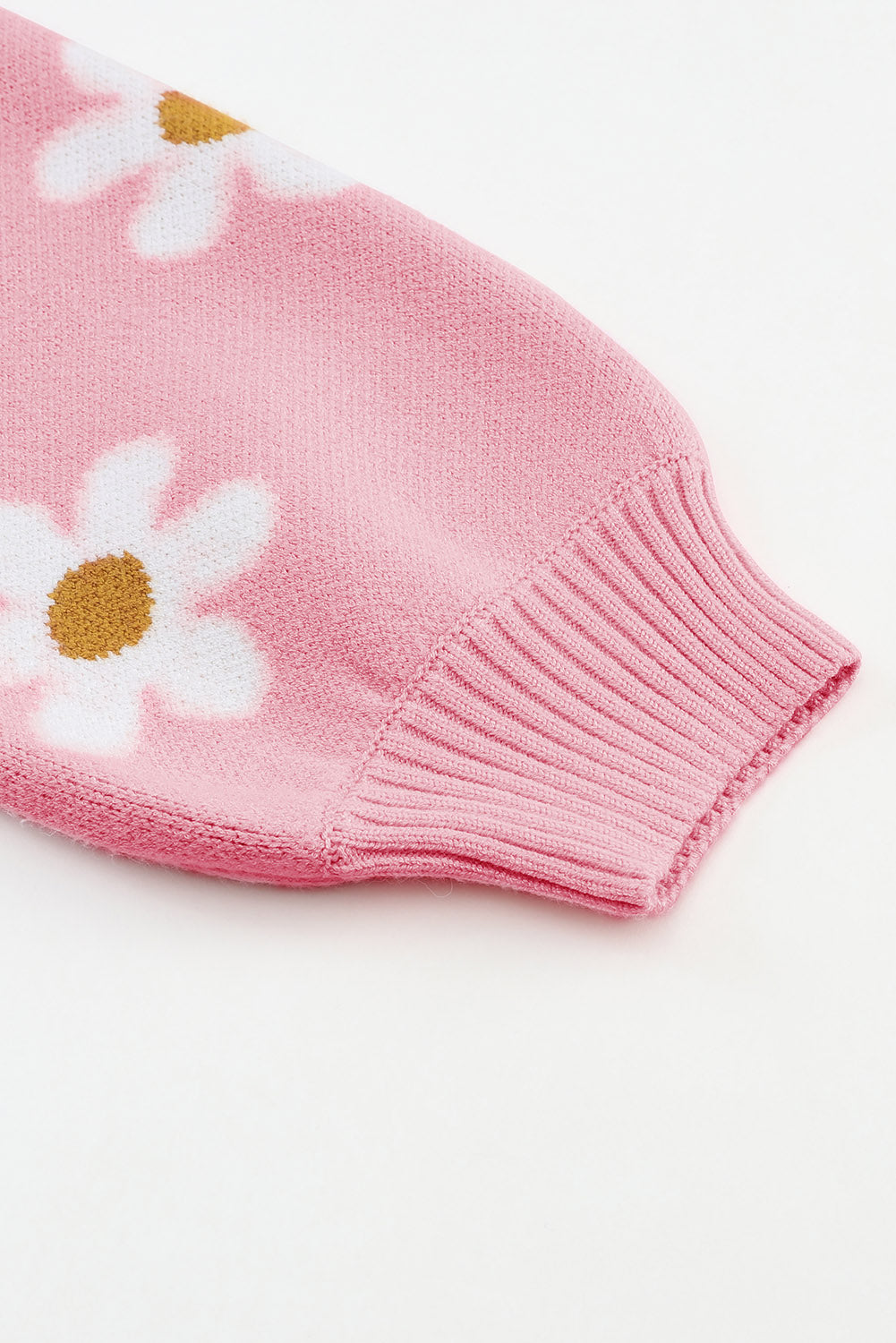 Pink Floral Pattern Drop Shoulder Sweater