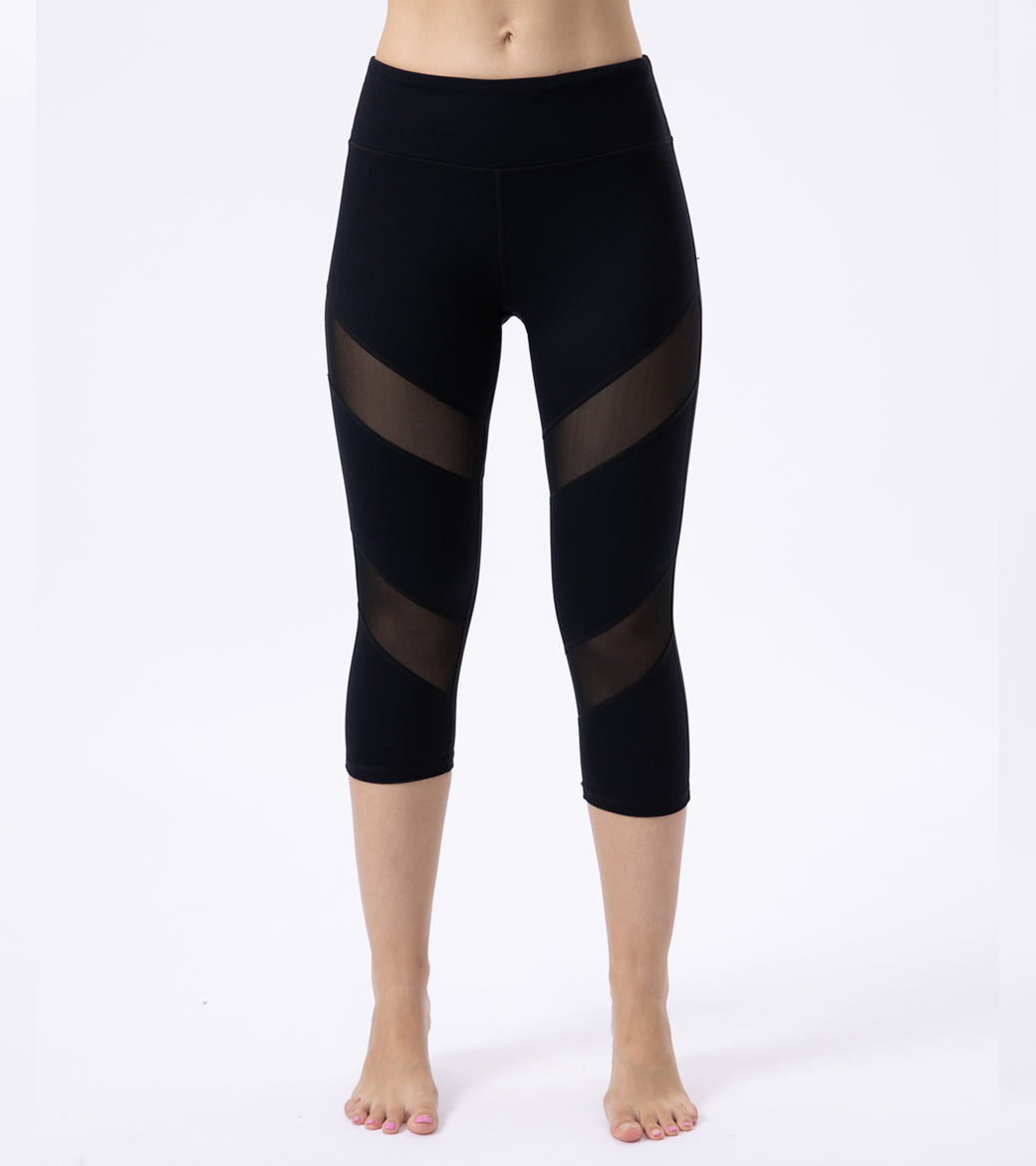 LOVESOFT Black Mesh Workout High Waist Yoga Pants